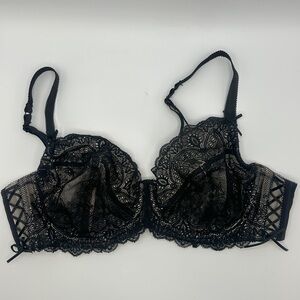 Adore Me Black and Beige Lace Bra Size 40C